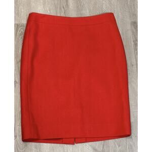 J Crew No 2 Classic Pencil Skirt Solid Red 100% Wool Womens 6P Red Skirt Lined